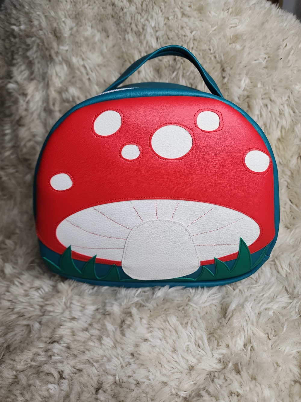 Teal Bag With Red Mushroom Mini Bag